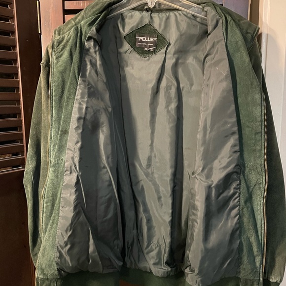 PELLE Green Suede Bomber Jacket XL - Picture 5 of 6
